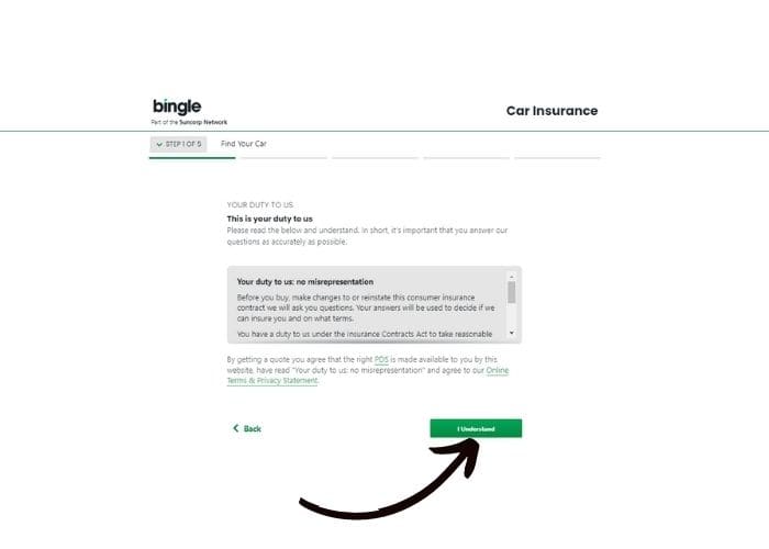 Guide to Register Bingle Car Insurance - Step 5